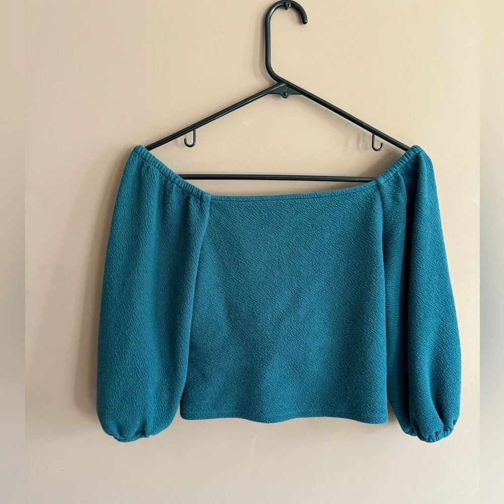 Maeve Teal Wrap Crop Top - Picture 5 of 12